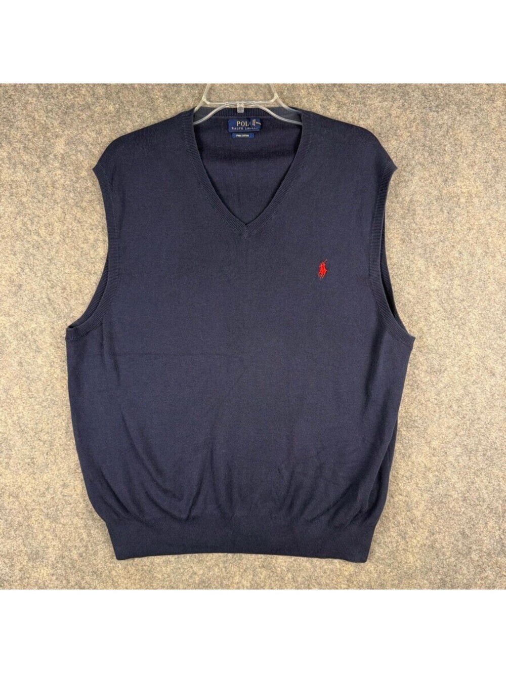 Polo Ralph Lauren Navy Blue V-Neck Sweater Vest Size XL Cotton Dark Academia 365